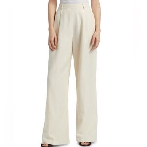 Toccin Hailey Pleated Cotton-Blend Wide-Leg Trousers in Color Bone